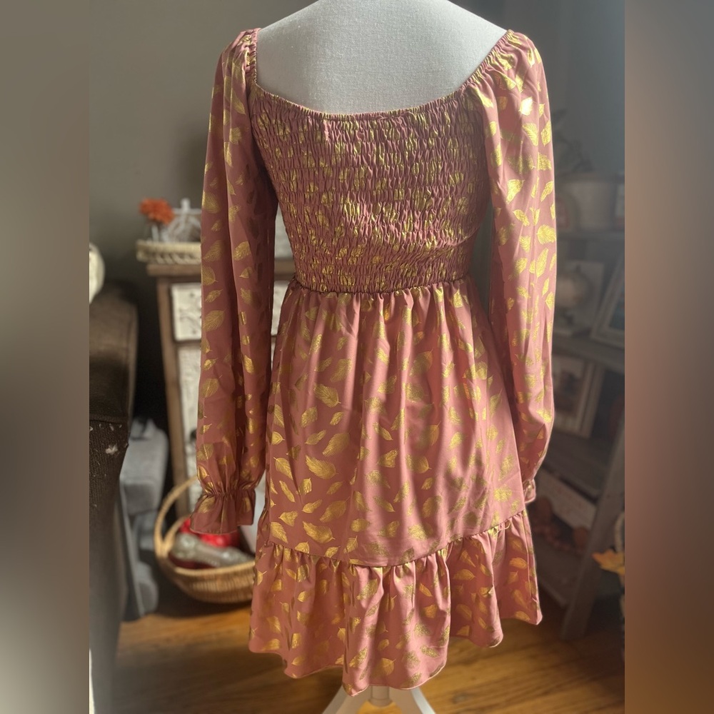 Hazel & Olive Feather Gold Foil Dress - Picture 4 of 5